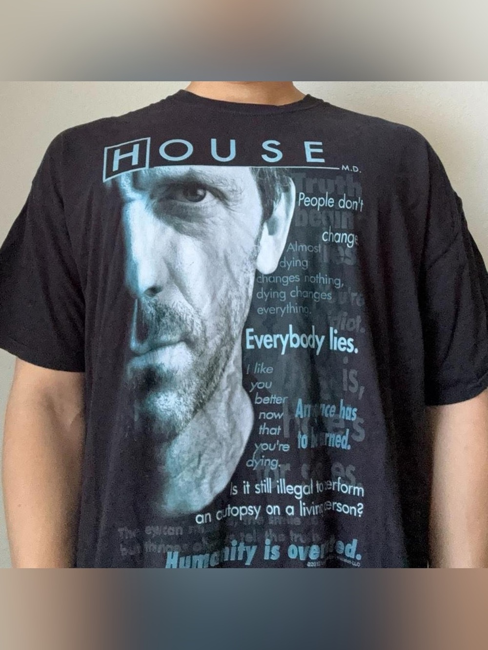 Vintage 2000s House M.D. Show Graphics Black Tee Shirt